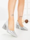 Pantofi cu Toc Gros G60-11 SILVER | FESTISIMO