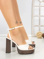 Sandale Dama cu Toc Gros 5LE75 WHITE | MEI