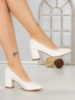 Pantofi cu Toc Gros XKK251A WHITE | MEI
