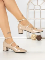 Pantofi cu Toc Gros H003 BEIGE | L.DAY