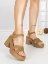 Sandale Dama cu Toc Gros A68339 CAMEL | BUONAROTTI