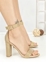 Sandale Dama cu Toc Gros 168-5B GOLD | CHERIE