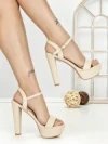 Sandale Dama cu Toc Gros si Platforma J-212 BEIGE | CHERIE