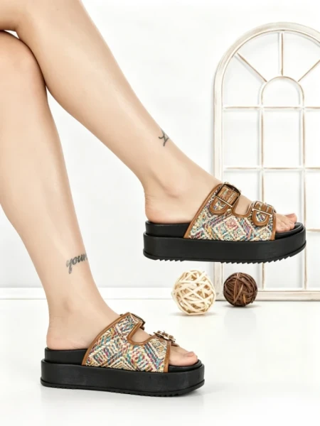 Papuci Dama cu Platforma SS-162 CAMEL | STEPHAN