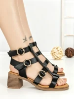 Sandale Dama cu Toc Gros FD-68 BLACK | STEPHAN