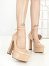 Pantofi cu Toc Gros si Platforma C-240 BEIGE | STEPHAN