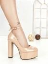 Pantofi cu Toc Gros si Platforma C-240 BEIGE | STEPHAN