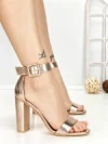 Sandale Dama cu Toc Gros si Platforma SQ-51 GOLD | CHERIE