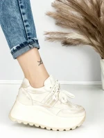 Pantofi Sport Dama cu Platforma 3570 BEIGE | MEI