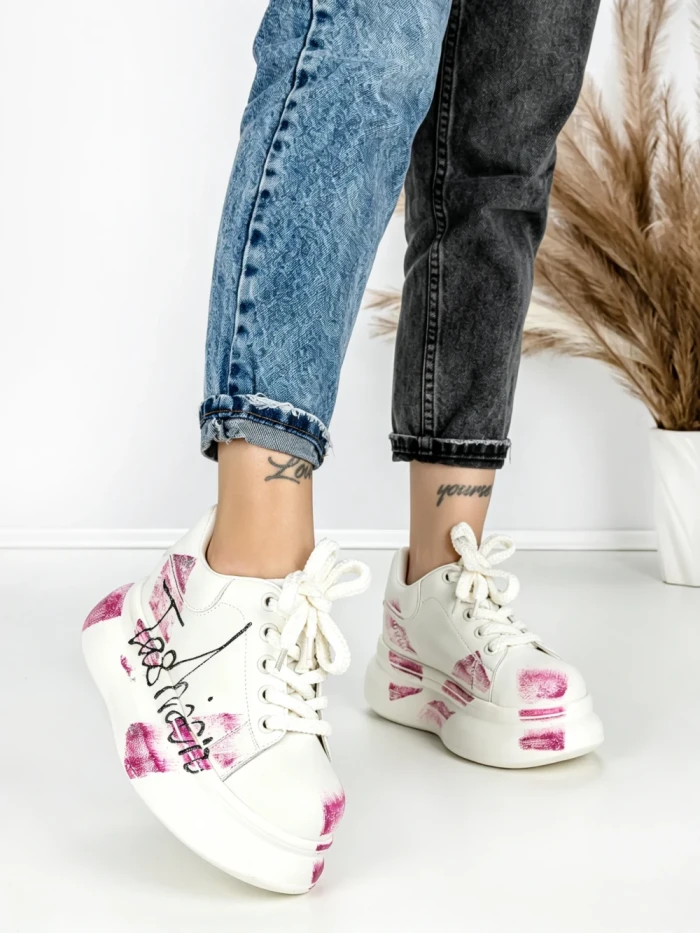 Pantofi Sport Dama din piele naturala 719-3 PINK | PANTOFUL