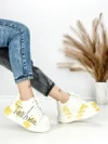 Pantofi Sport Dama din piele naturala 719-3 YELLOW | PANTOFUL