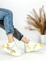 Pantofi Sport Dama din piele naturala 719-3 YELLOW | PANTOFUL