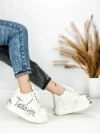 Pantofi Sport Dama din piele naturala 719-3 SILVER | PANTOFUL