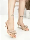 Papuci Dama cu Toc Subtire BE-651 KHAKI | BEUE SHOES