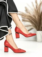 Pantofi cu Toc Gros J-221 RED | CHERIE