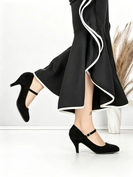 Pantofi cu Toc J-30 BLACK | CHERIE