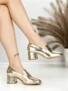Pantofi cu Toc Gros L72168E GOLD | ABLOOM