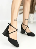 Sandale Dama cu Toc Gros 6XKK19 ALL BLACK | MEI