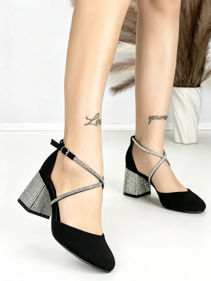 Sandale Dama cu Toc Gros 6XKK19 BLACK | MEI