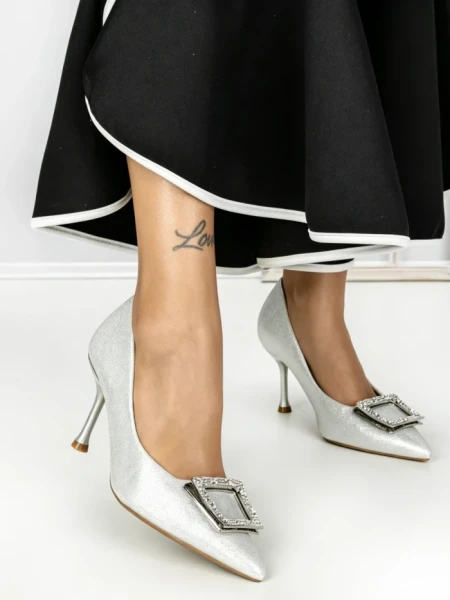 Pantofi Stiletto A7847-1 SILVER | ABLOOM