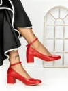 Pantofi cu Toc mic 77-559 RED | CM