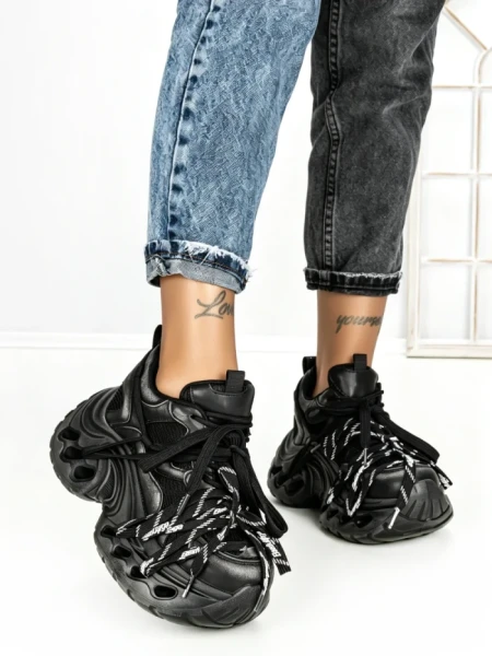 Pantofi Sport Dama cu Platforma 3616 BLACK | MEI