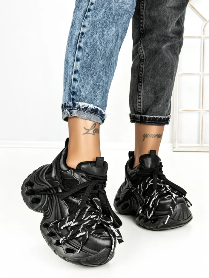 Pantofi Sport Dama cu Platforma 3616 BLACK | MEI