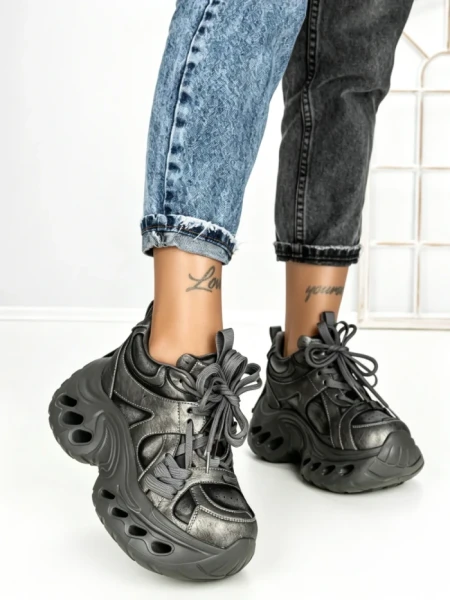Pantofi Sport Dama cu Platforma 3607 GUNCOLOR-GREY | MEI