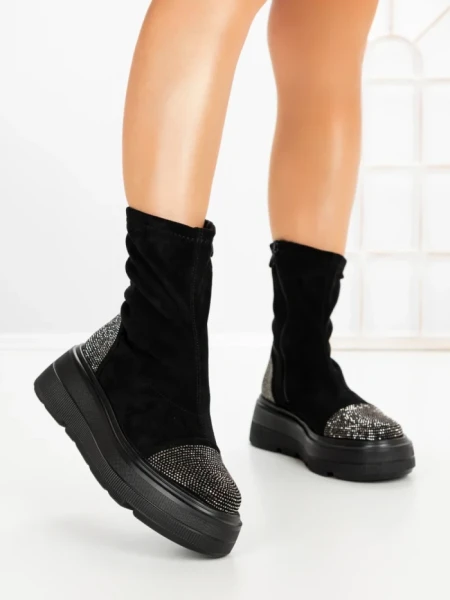 Ghete Dama cu Platforma 5AH66 BLACK-GUNCOLOR | MEI