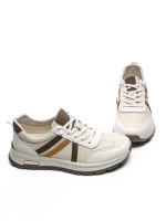 Pantofi Sport Barbati din piele naturala 21835 WHITE-BROWN | ADVANCER