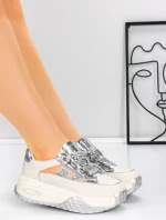 Pantofi Casual Dama din piele naturala KM9813 SILVER | ADVANCER