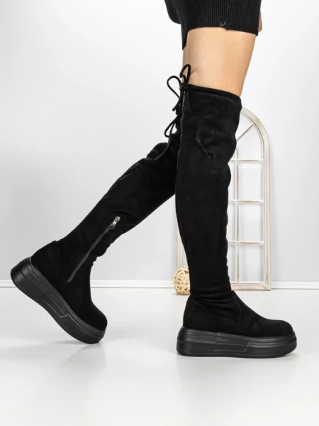 Cizme Dama cu Platforma 68WL28 BLACK | MEI