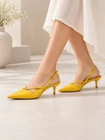 Pantofi cu Toc mic K726 YELLOW | ABLOOM