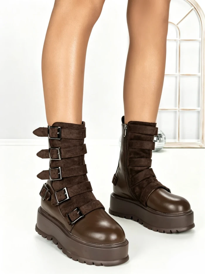 Ghete Dama cu Platforma 56WL2 DARK BROWN | MEI