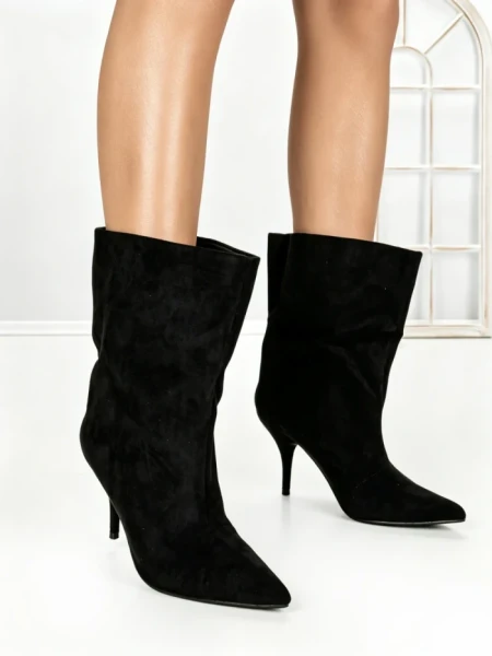 Botine cu Toc Subtire 6XKK3 BLACK | MEI