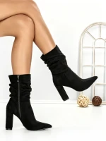 Botine cu Toc Gros 6XKK2 BLACK | MEI