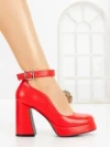 Pantofi cu Toc Gros si Platforma 8245 RED | CM