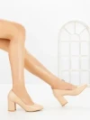 Pantofi cu Toc Gros 8136 APRICOT | CM