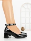 Pantofi cu Toc Gros 8250 BLACK | CM