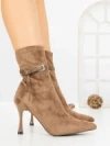 Botine cu Toc Subtire 6GS31 KHAKI | MEI