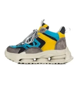 Pantofi Sport Dama din piele naturala H36839 DARK GREY-LIGHT GREEN | ADVANCER