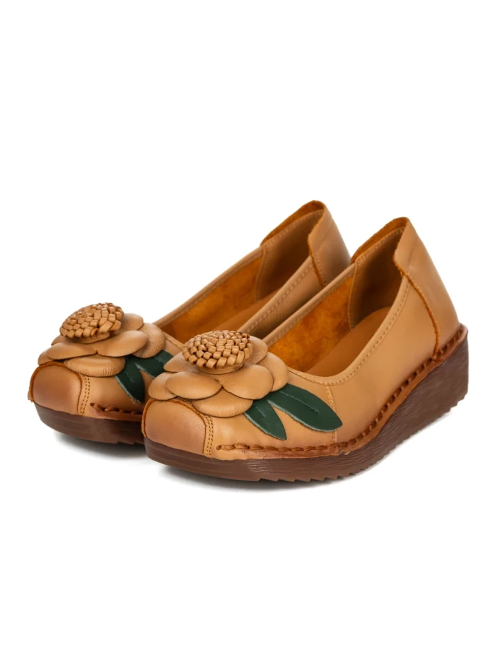 Pantofi Casual Dama din piele naturala F198 YELLOW | FORMAZIONE