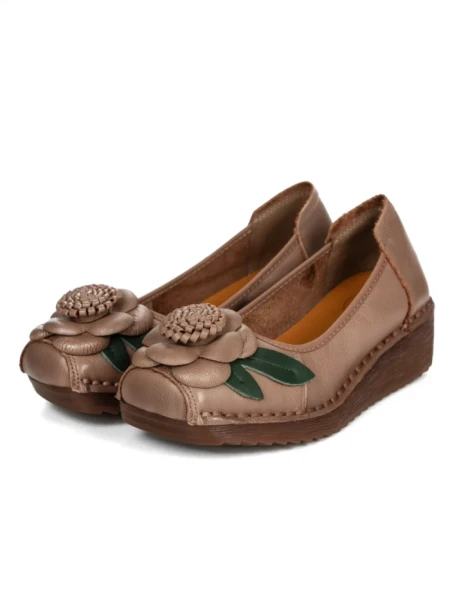 Pantofi Casual Dama din piele naturala F198 APRICOT | FORMAZIONE