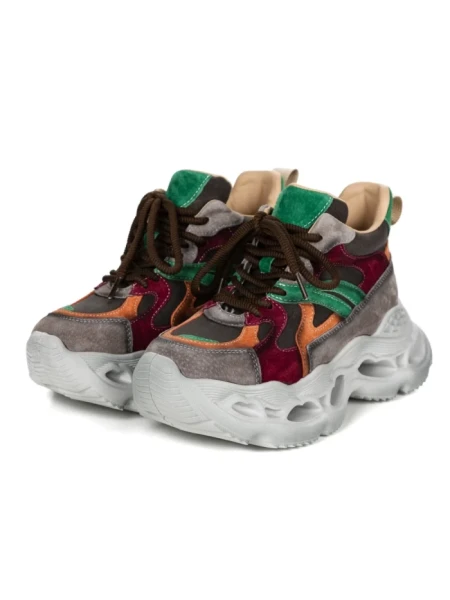 Pantofi Sport Dama din piele naturala HY6398 BROWN-GREEN | ADVANCER
