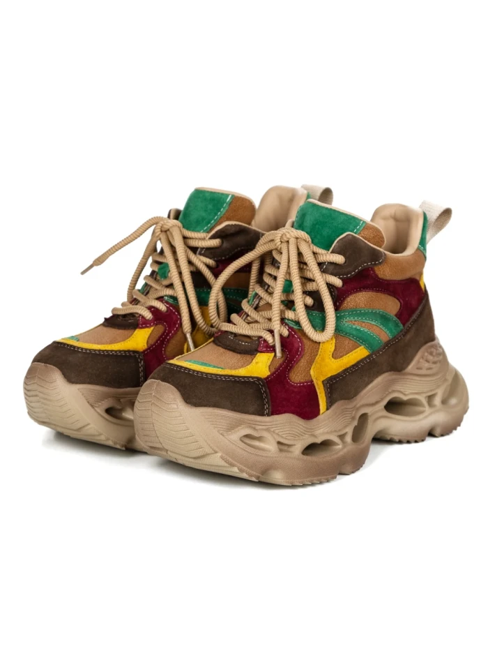 Pantofi Sport Dama din piele naturala HY6398 KHAKI-GREEN | ADVANCER
