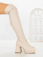 Cizme Dama cu Toc si Platforma JA-24 BEIGE | STEPHAN