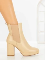Botine cu Toc Gros 9128 BEIGE | CM