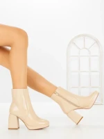 Botine cu Toc Gros 9109 BEIGE | CM