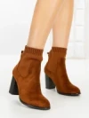 Botine cu Toc Gros 68192 CAMEL | CM