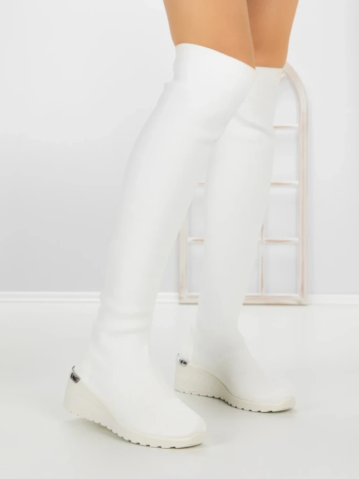 Cizme Dama cu Platforma YM-172 WHITE | H&D